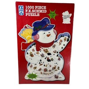 VTG FX Schmid Snowman Puzzle VTG 1000 Piece Christmas Winter 24X36 SEALED NOS